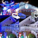【日本市場向け】 2IN1 つらら LEDイルミネーション ライト 10m 400球 クリスマス イルミネーション 防水 カーテンライト ホワイト・ブル切替 11パターン点灯 複数連結可 ベランダ ライト DIY 飾(3)