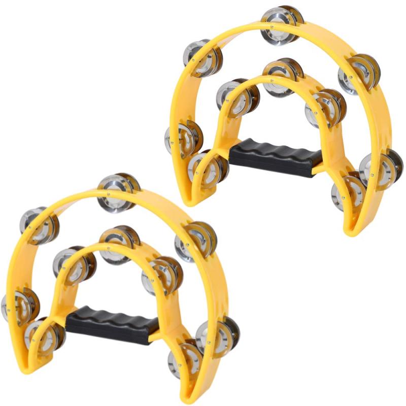 AllBright タンバリン 演奏 楽器 パーカッション カラオケ 盛り上げ 半円型 2個 セット