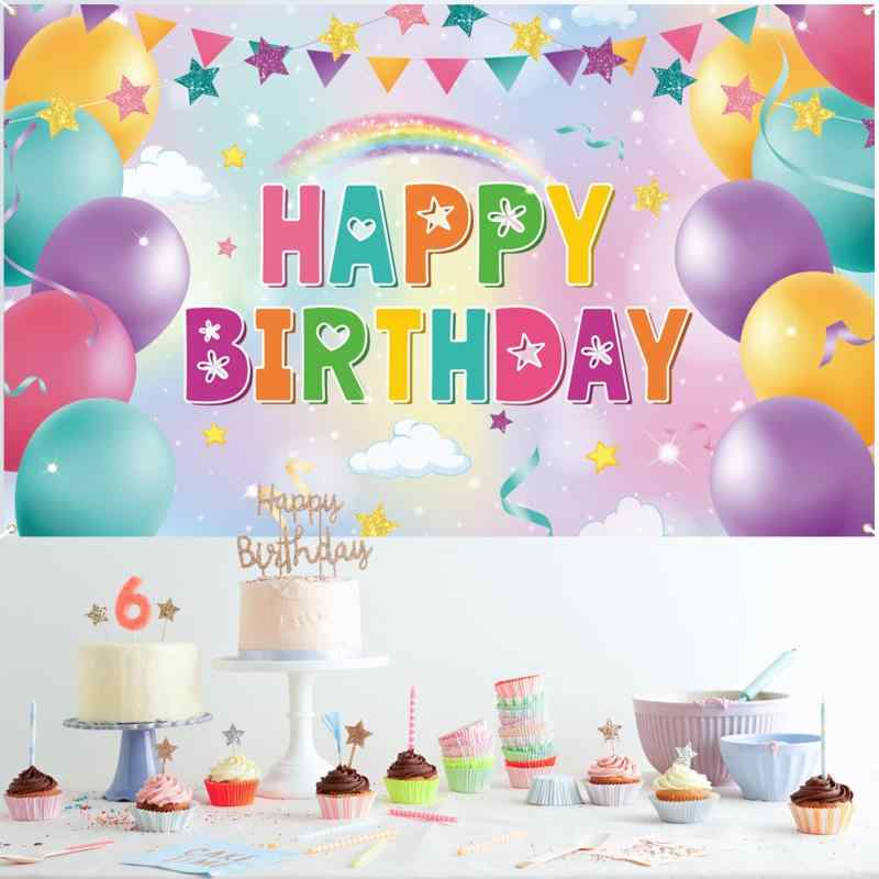 Paready バースデー タペストリー 誕生日 飾り付け 壁掛け フォトポスター 写真背景 壁 飾り Happy Birthday シンプル おしゃれ 装飾 デコレーション パーティー お祝い 女の子 男の子 135*100cm