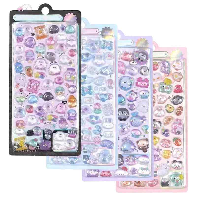 FsGrg シール 可愛い 4枚セット 3D 立体 ごほうびシール 使いやすい 取り外しが簡単 DIY用 手帳用 日記帳用 貼り付け可能 手芸用品