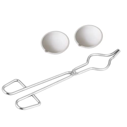 Quikaboo はさみ るつぼセット チョコ皿 坩堝 磁器るつぼ皿 鋳金 鋳造 皿 るつぼ るつぼはさみ 溶解皿 はさみ+るつぼ2個（直径8cm）