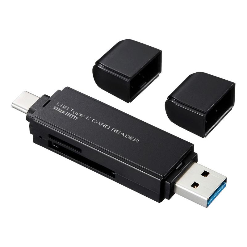 サンワサプライ Type-Cコンパクトカードリーダー SD/microSDカード対応 ADR-3TCMS6BK ブラック