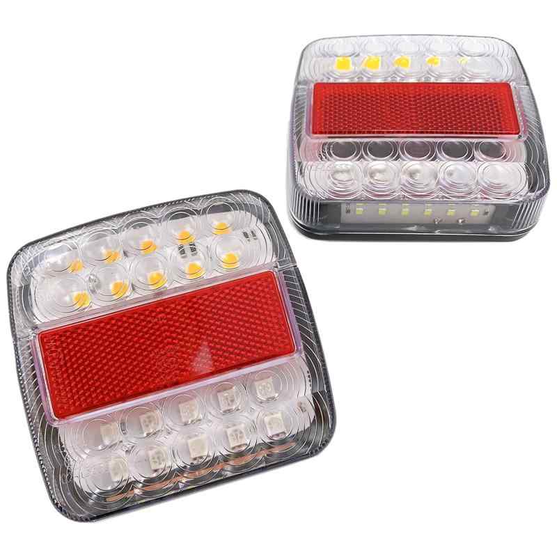 樂天商城 - Meliore テールランプ DC12V LED リフレクター付 ダウンライト 内蔵 ボートトレーラー 牽引 トラック フォークリフト ミニカー 防水 防塵 汎用 社外 品 四角 2個 セット
