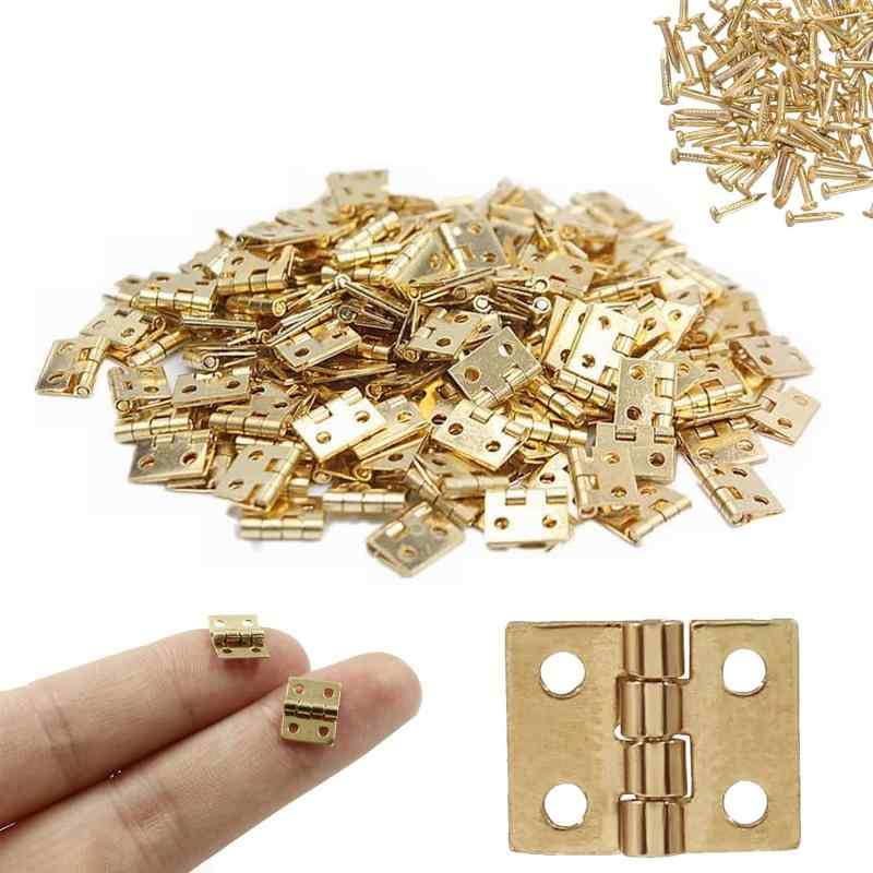 蝶番 ミニ蝶番 8*10mm 50個セット ネジ付き 4穴 木箱用のヒンジ ヒンジ 金具 ドア用金物 手作り パーツ 木工 家具補修 DIYミニチュア