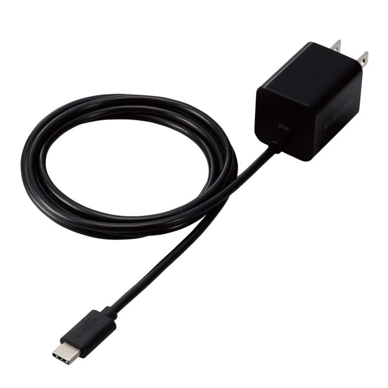 エレコム 充電器 USB PD対応 20W Type-C ケーブル一体型 1.5m 小型 コンパクト 折りたたみ式プラグ採用 【Type-C端子を搭載したiPad/AQUOS/OPPO/Galaxy/Xperia/Pixel、各種対応】