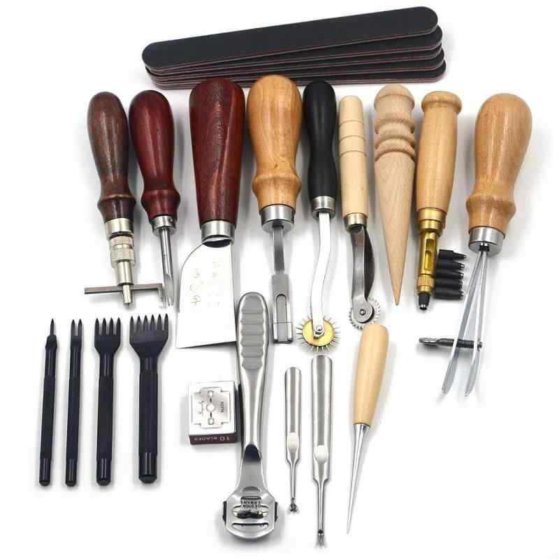 Rakuten - Flushbay 革細工 工具セット 初心者 18点セット レザークラフト 工具 道具セット DIY手作りハンドメイド 革工芸 キット レザークラフト 菱目打ち へり磨き ネジ捻 付