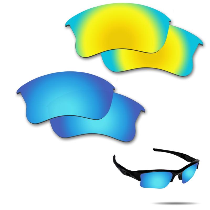 【2 pairs packed】Fiskr 剥がれ防止 Oakley Flak Jacket交換用レンズ フラックジャケット 偏光レンズ