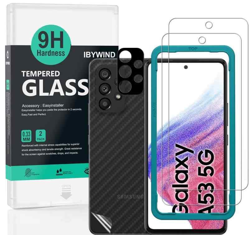 Ibywind KXtB SAMSUNG Galaxy A53 5G 6.5&quot; p KX ی tB 2Zbg JYve N^[t(ޗ) wʕیtBt ȒPLbgt