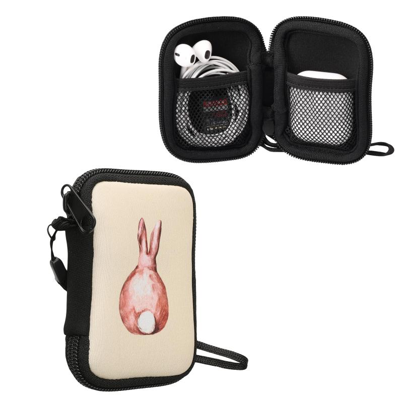 kwmobile in-ear Headphones対応 ケース - イヤホンケース ネオプレン ポーチ 6 x 9 cm Don't touch my headphonesデザイン