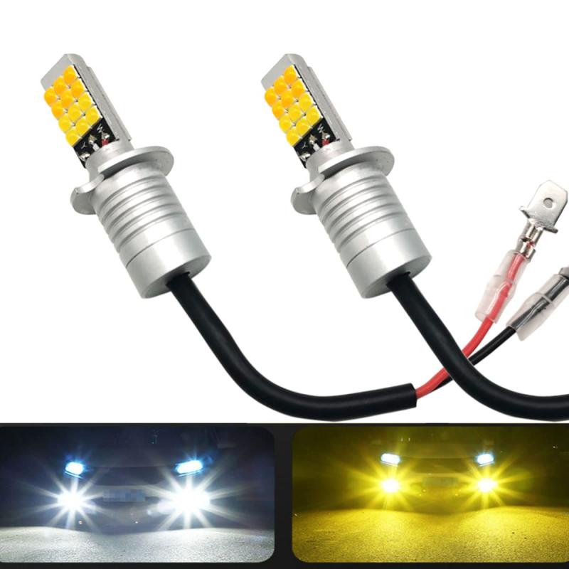 HooMoo LEDフォグランプ LED フォグ 2色切り替え カラーチェンジ 車検対応 DC12V 無極性 車用LEDバルブ 2個セット