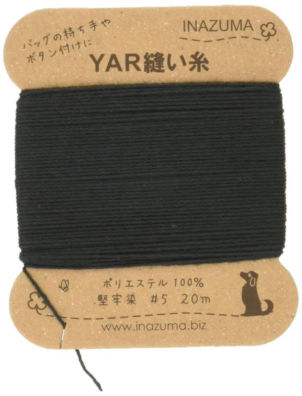 Hand-Sewing Threads - INAZUMA イナズマ YAR縫い糸 5番手 20m巻 #11 黒 YAR5-11