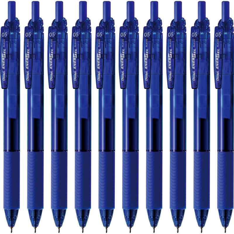 ぺんてる ボールペン ゲルインキ エナージェル エス 0.5mm ブルー軸 BLN125-C 青 10本【特長】スッとかけてサッと乾くゲルインキボールペン【インキ色】青【ボール径】0.5mm【材質】軸・クリップ・ノック=再生PP、グリップ=エラストマー【1本あたりサイズ/重さ】幅 16mm ×奥行 11mm × 長さ 147mm/12g