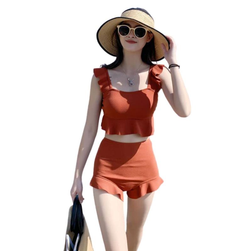 [Winsuteki] レディース 水着 ビスチェビキニ フリル タンキニ セパレート 2点セット ハイウエスト 伸..