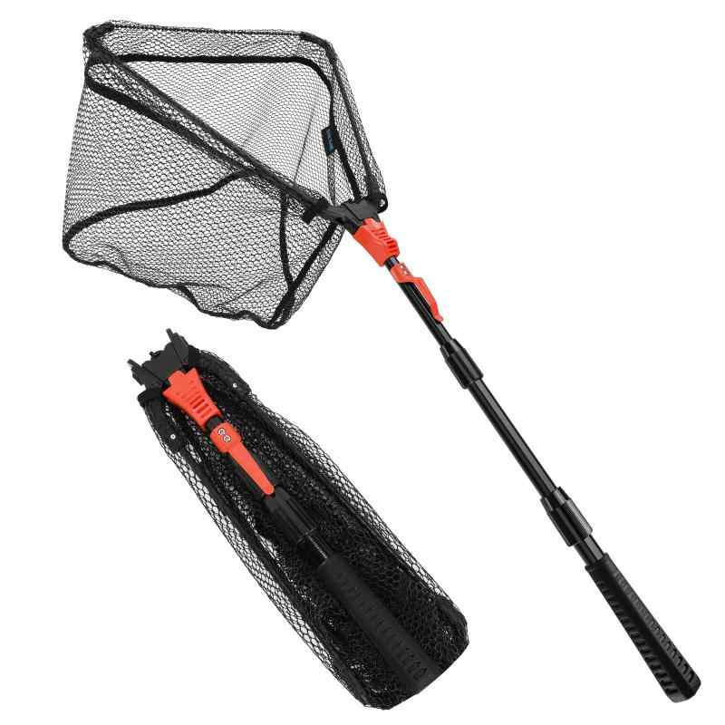 サンライク（SANLIKE）玉網 タモ網 折り畳み式 ワンタッチネット 伸縮式 3段階 調節可能 釣りネット すくい網 ランディングネット 軽量 ラバーコーティングネット ガラス繊維の柄 淡水海水適