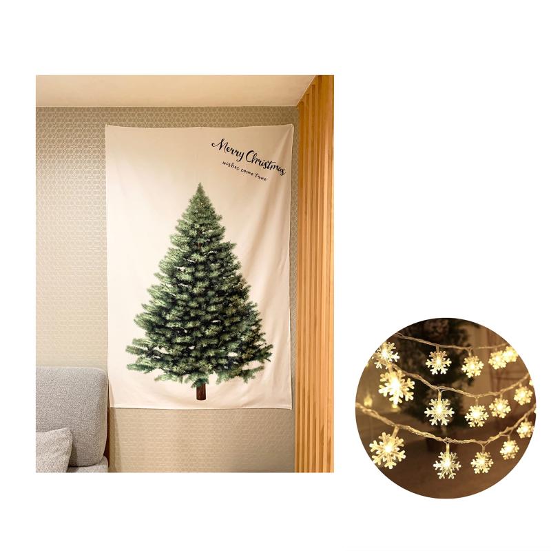 樂天商城 - TRUE-JPクリスマスツリー タペストリー ＆ LEDイルミネーションライト クリスマス タペストリー 壁掛け ツリー オーナメント ジュエリーライト 北欧 おしゃれ