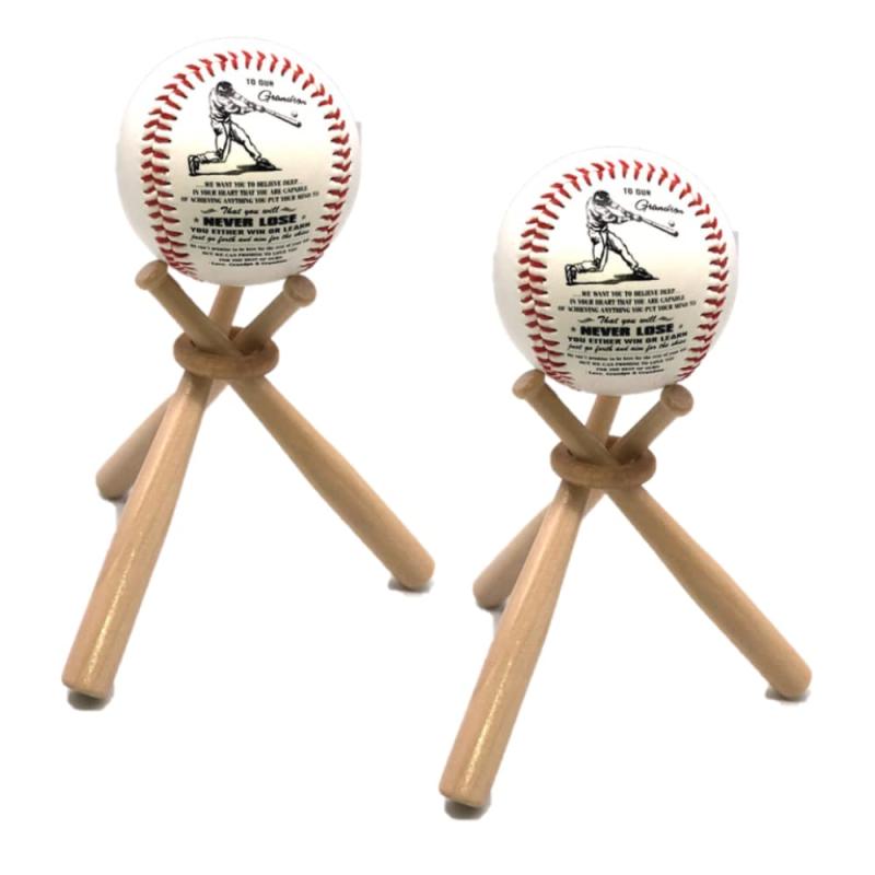 Rakuten - [TJ's shop] 野球ボール スタンド ボールスタンド バットスタンド 記念ボール 置き台 飾り台 展示用 木製 (2個セット)