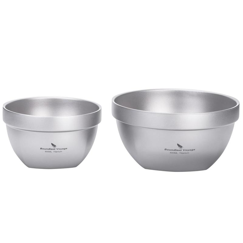 樂天商城 - Boundless Voyage チタンお茶碗 二重層 800ml ダブルボウル 子供用 大人用 ラーメン鉢 ご飯お椀 スープ ライスボウル 耐熱 軽量 チタン食器 アウトドア キャンプ用品 収納袋付き