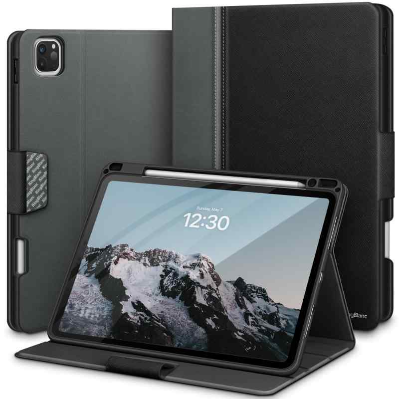 KingBlanc iPad Pro 11インチ ケース（M5/M4、2025/2024）専用 手帳型 ペン収納 Apple Pencil Pro/USB-C対応 高級PUレザー製 汚れにくい オートスリープ ペンシルホルダー付き 絵描き角度 全面保護