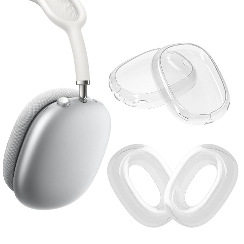 kwmobile Apple AirPods Max対応 カバー - 2in1セット ヘッドホン ケース イヤーパッド 耐衝撃 透明