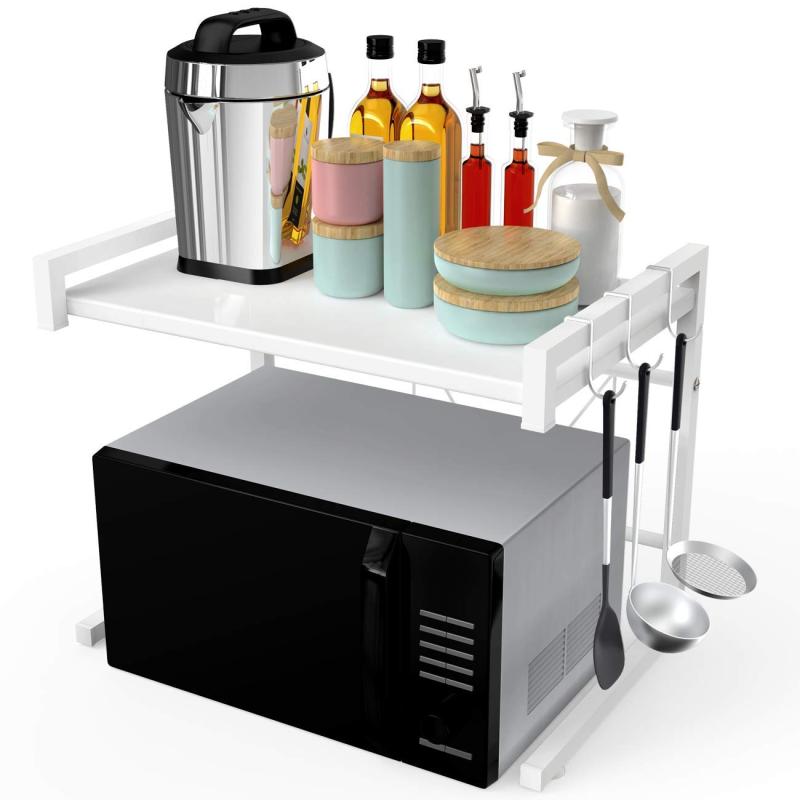 BESONTレンジ上ラック スチールラック 幅（40-60cm）伸縮式 荷重30kg レンジ台 キッチン収納棚（ホワイ..