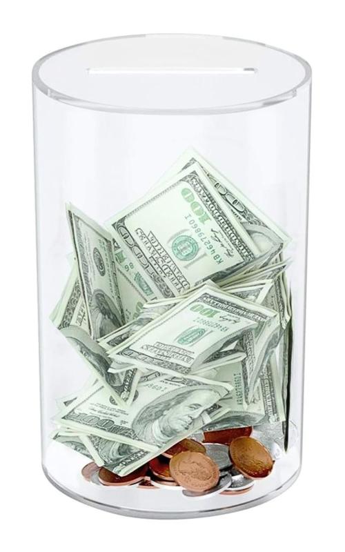 アクリル本舗 開かない 貯金箱 札 100万円貯金 筒型 透明 500円玉貯金箱 おしゃれ 賽銭箱 (円柱×直径12cm, クリア)【開封まで絶対にお金を取り出せない貯金箱】取り出し口がなく、貯金箱本体を壊さない限り、お金を引き出すことはできません。この設計は、「途中でお金を取り出す誘惑に負けない」「貯金できない」という方にぴったりのお札貯金箱です。【高品質なアクリル製】低品質なプラスチックや壊れやすいセラミックス、開けにくいステンレス鋼と比較して、アクリル本舗の貯金箱は頑丈で安全で、厚くて壊れにくいアクリル材料で作られています。たくさんの貯金が可能で、長期的な貯金に最適です。【クリアで中身が見える】透明でデザイン性が高いため、中身が見えることで貯金のモチベーションが高まります。貯まっていく楽しさを感じることができます。【プレゼントとしても】あらゆる年齢の男の子や女の子に最適な贈り物です。誕生日やクリスマス、新年に最適です。子供用の貯金箱は、お金を節約する際に蓄積を明確に観察し、貯蓄習慣や自己管理能力を身につけるのに役立ちます。【硬貨・紙幣どちらにも対応】紙幣は折らずにそのまま収納できるため、綺麗な状態で保管可能です。シンプルでお部屋の雰囲気を損ねない筒型貯金箱です。【日本ブランドならではの安心サポート】 本製品は日本国内ブランド「アクリル本舗」のオリジナル商品です。お客様に安心してお使いいただけるよう、きめ細やかなサポート体制を整えております。万が一、輸送中の破損や初期不良がございましたら、迅速に対応させていただきますのでご安心ください。