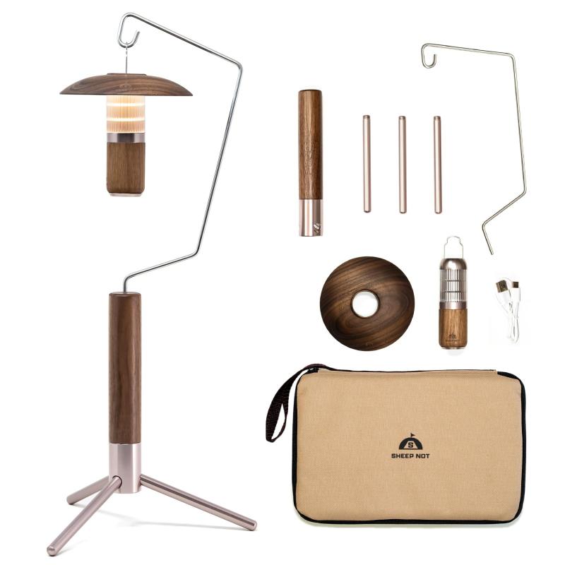 【神戸発ブランド】SheepNot KURUMI LIGHT ウォールナット 2WAY LEDランタン USB-C充電 400ルーメン IP..