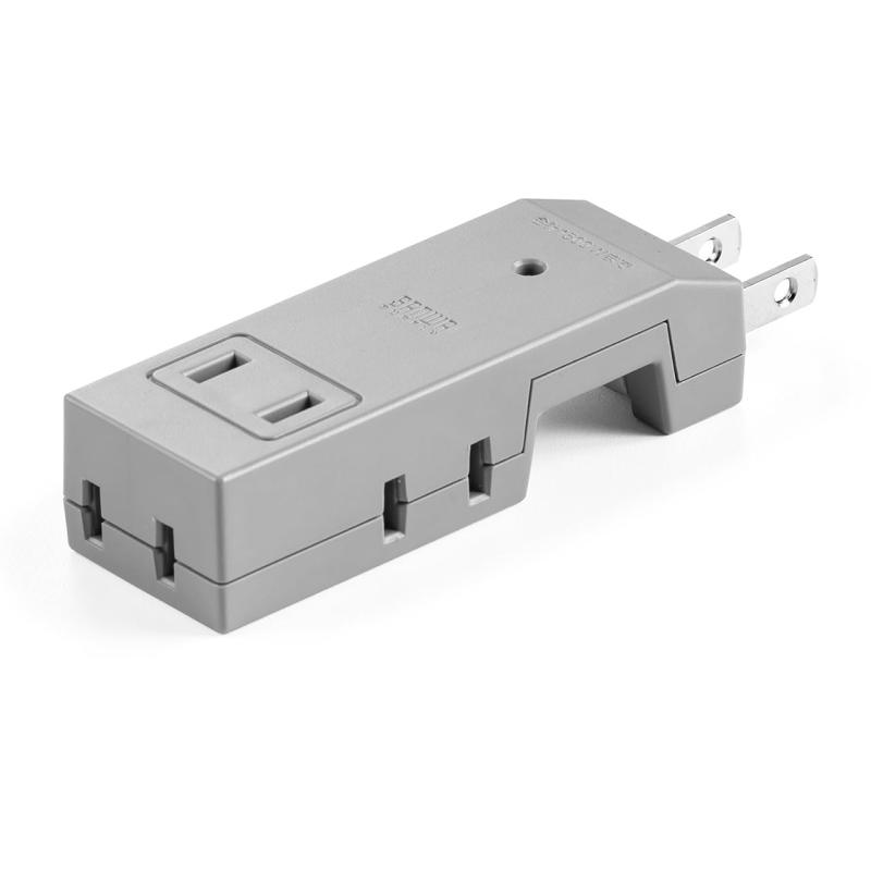 サンワダイレクト 電源タップ 4個口 2P 小型 コンパクト 雷ガード スイングプラグ 700-TAP052