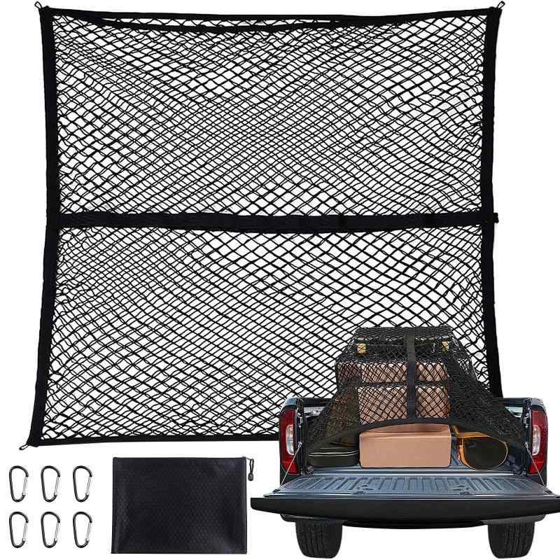 樂天商城 - Ysemco カーゴネット 120×120cm(最大240×240cm）200%伸縮率 車用 ラゲッジネット ルーフキャリア ツーリングネット フック付属 収納ポーチ付属