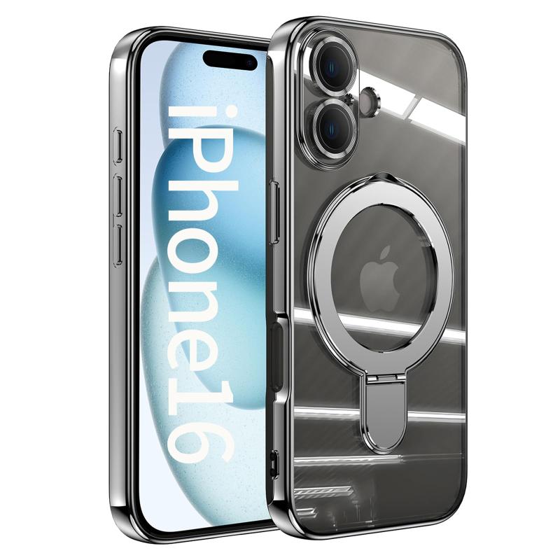 JOOBOY スマホケース 対応 ケース MagSafe対応 クリア リング付き メッキ仕上げ レンズカバー付き ソフトTPU 耐衝撃 傷に強い背面 ワイヤレス充電 ストラップホール付き 磁気 カバー
