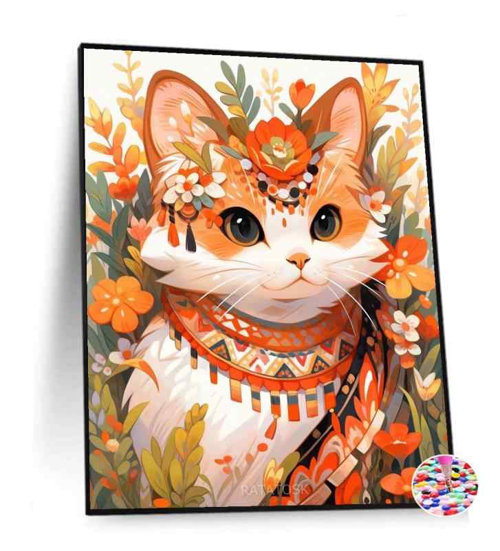 Rakuten - ダイヤモンドアート 猫 スクエア ビーズアート 四角 ダイヤモンドペインティング 手作り絵画 全面貼り付けタイプ 30x40cm 黄色い猫