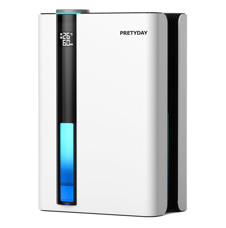 PRETYDAY 除湿機 大容量2.8L 2024新型 除湿器 小型 1200ml/日強力除湿 20畳まで対応 恒湿モード 湿度調整 満水自動停止 七色ライト 省エネ 静音 除湿乾燥機 ペルチェ式 部屋干し 梅雨 結露 湿気対策