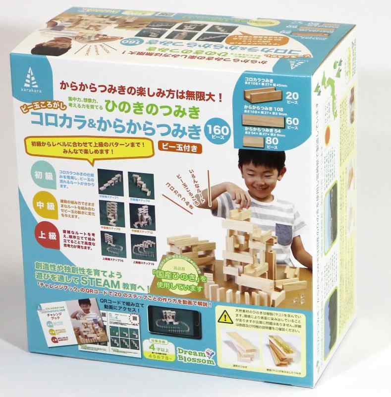 ドリームブロッサム ヒノキのつみき コロカラ&カラカラつみきセット 160ピース