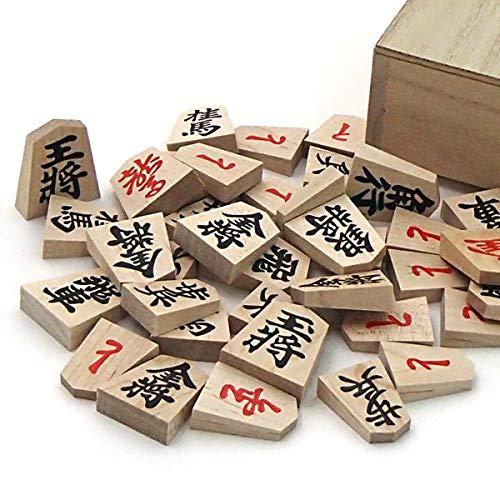将棋盤セット 国産で しっかり太字の特選将棋駒桐駒箱入りと新桂6号折盤 厚さ約18mm 3