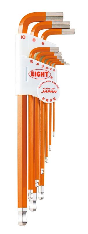 エイト 六角棒スパナ テーパーヘッド エキストラロング 単色カラーセットオレンジ TLC-S9NOR ボールポ..
