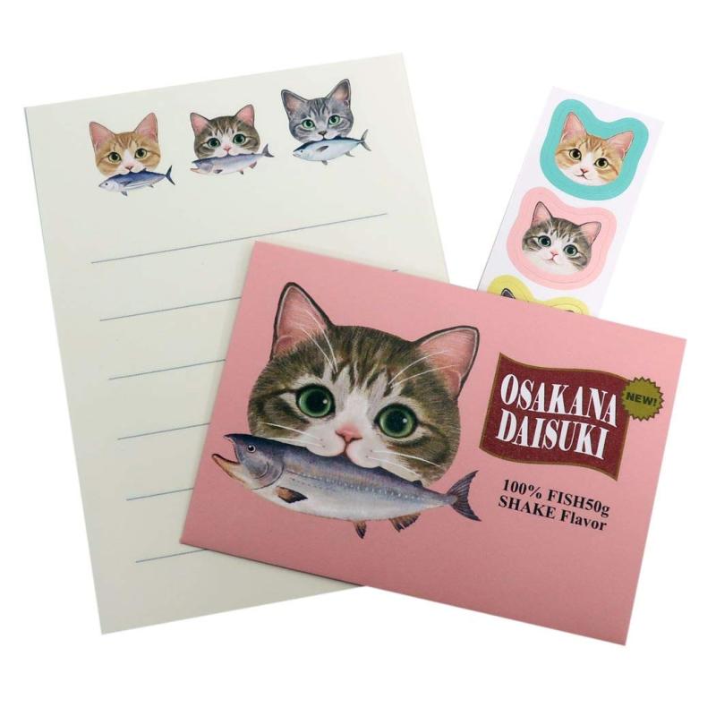 手渡し手紙セット[フェリシモ猫部]ミニ レターセット/265ピンク ねこねこ好きたちが集まる【フェリシモ猫部】便箋/レターセット/メッセージカード/手紙/グリーティング手紙 デザイン レターセット おしゃれ デザイン メッセージ