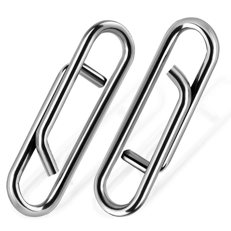 9KM DWLIFE楕円形スプリットリング釣り用 - 50ピース釣りパワークリップは、ルアーのステンレス鋼釣具のためのクイックチェンジスナップ 10mm~21mm-50個