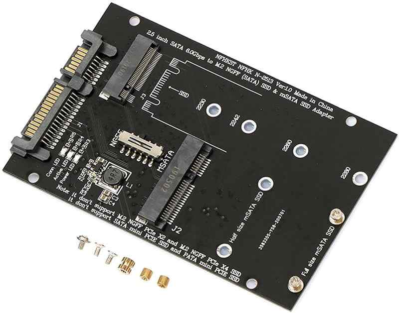 SATA M.2 NGFF SSD & mSATA SSD �� 2.5 ����� SATA 3.0 �Ѵ� �����ץ��� 2 in 1 Combo M.2 NGFF & mSATA SSD to SATA 3.0 Adapter