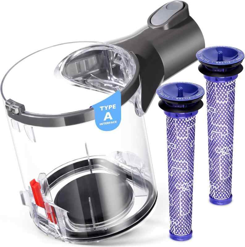 ダストカップ 掃除機ダイソンと互換性のある V6 DC58 DC59 DC62 DC74、ダストカップ 用のV6 掃除機用ダストカップ Aインターフェース用交換部品フィルター2枚付 [並行輸入品]