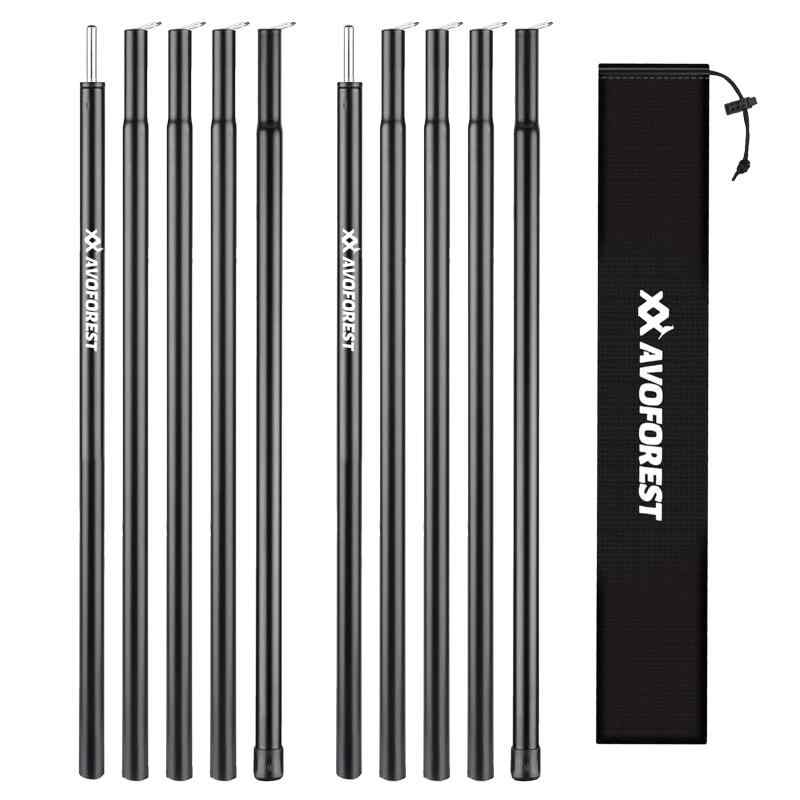 タープポール AVOFOREST スチール製 テントポール 直径16MM 総長189CM 2本セット 5本連結 コンパクト収納 持ち運び便利 収納バッグ付き テント タープ アウトドア キャンプ用品