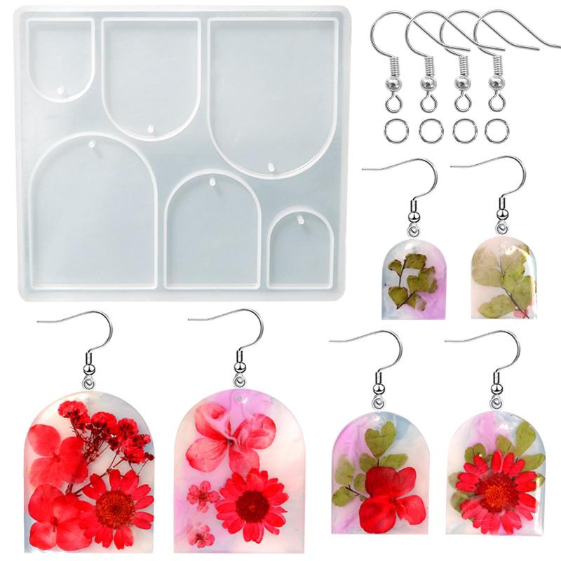 5WYOUKE イヤリングモールド シリコンモールド レジン モールド アーチ状 イヤリング 金具付き 穴あけ ..