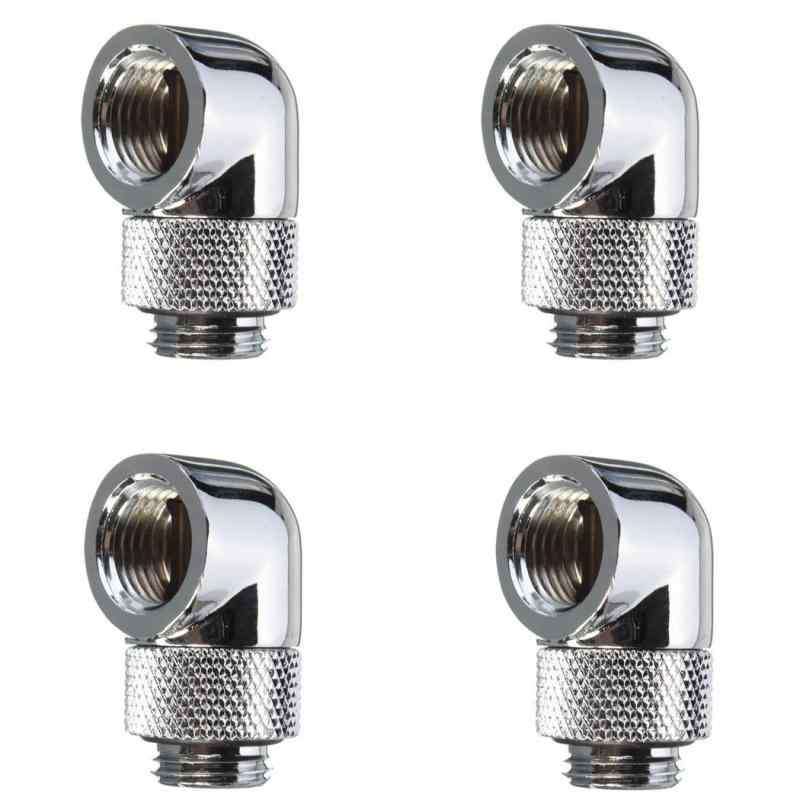 Mollytek 4個入りコンピューター水冷圧縮継手 G1/4"チューブ用チューブコネクタ90°回転ジョイントエルボ 水冷フィッティング 黄銅製 超耐久性