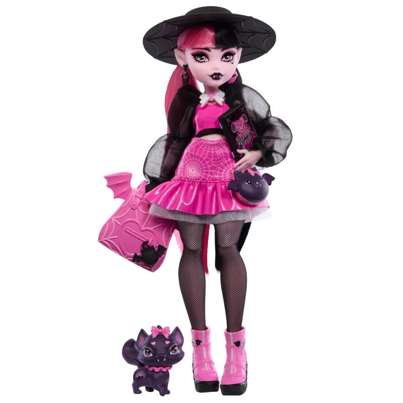 Monster High Draculaura人形 ペット コウモリ猫カウント 素晴らしい バックパック 魔法帳 弁当箱などのアクセサリー