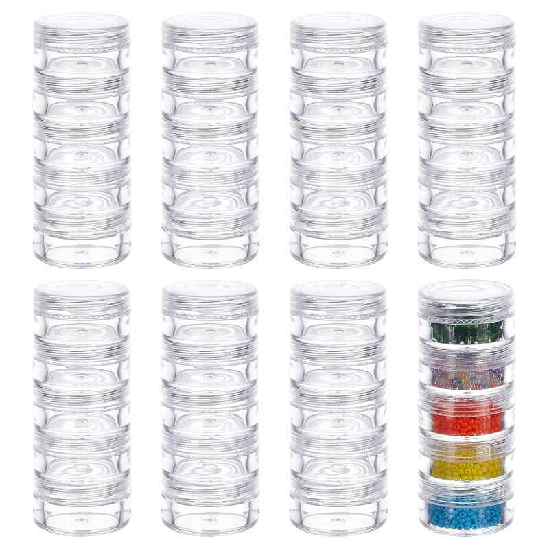 BENECREAT プラスチックケース 丸ケース 積み重ねケース アクセサリー収納 ビーズ収納 ネイルパーツ収納ボックス 詰め替え容器 小分け容器 小物収納ボックス 小物整理 クリア