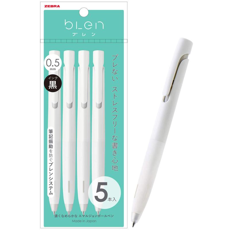樂天商城 - ゼブラ 油性ボールペン ブレン 0.5mm 白軸 黒インク 5本組 P-BAS88-W5