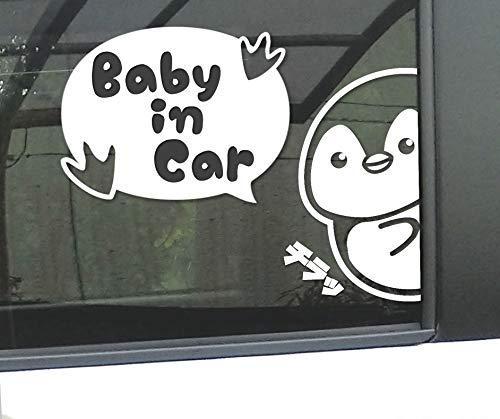 ひょっこりペンギン Baby in Car カッティングステッカー デカール (白, Baby) 2