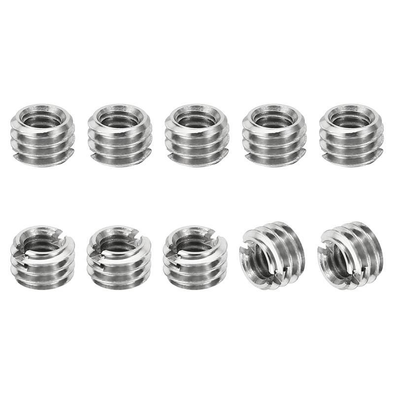 Rakuten - PATIKIL インサートナット M4→M6オス 長さ4mm 10個セット 303ステンレス 割溝タイプ ねじ変換アダプター 埋め込みナット シルバー