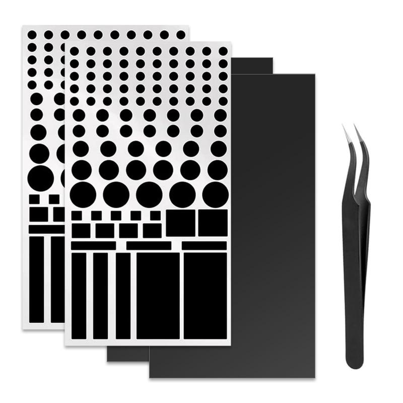 DELUXEFOX LED減光シール【4枚入り】10x20cm減光シールバンドニッパー 黒テープ 強粘着 マスキングテー..