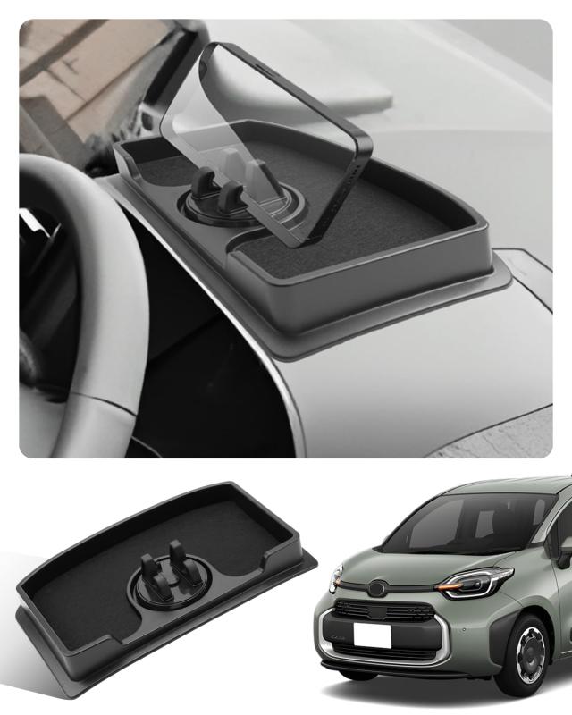 Rakuten - SKTU スマホスタンド シエンタ10系専用 スマホホルダー 携帯ホルダー 角度調整可能 トレイ型 携帯スタンド 小物置け 滑り止め ブラック (トヨタ シエンタ 10系 2022+専用)