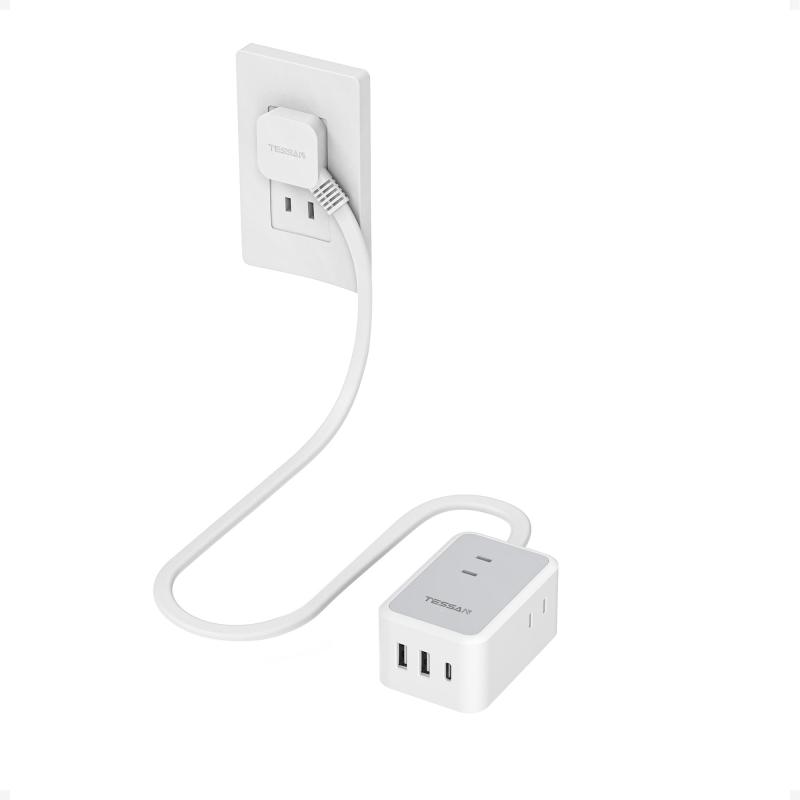 TESSAN 延長コード 2m 薄型 電源タップ usb コンセントタップ たこあしコンセント テーブルタップ