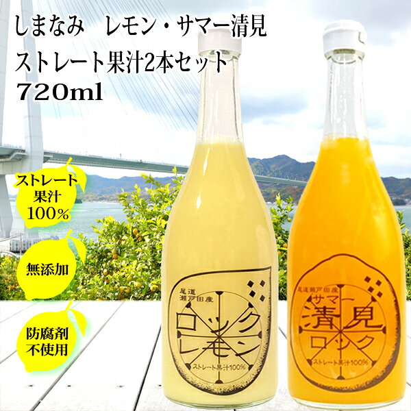 レモン果汁 サマー清見 ジュース ストレート 100％ 720ml×2本セット 無添加 広島産 柑橘 天然果汁 レモン 果汁 ジュース 有機 業務用 サワー ギフト 詰め合わせ お中元